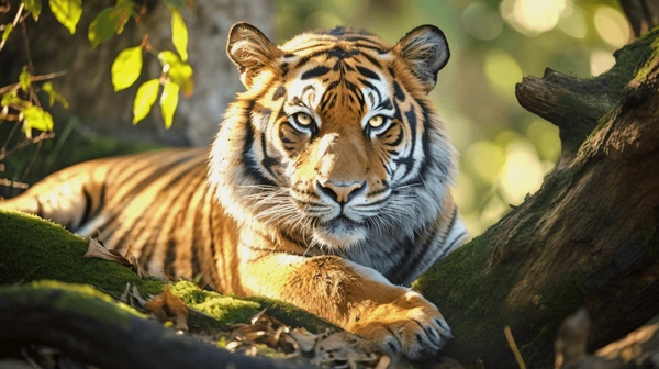 tiger laying down in tree