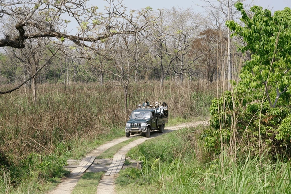 tourists in jeep safari